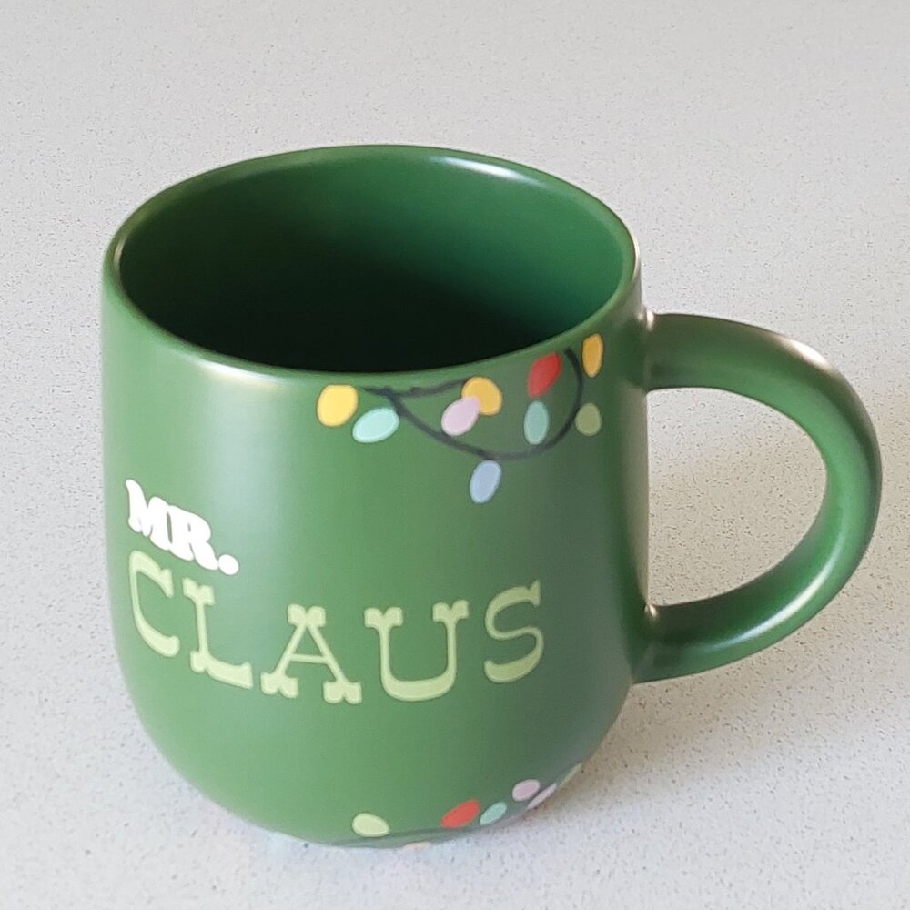 NEW Mr. Claus Green Christmas Lights Ceramic Coffee Mug